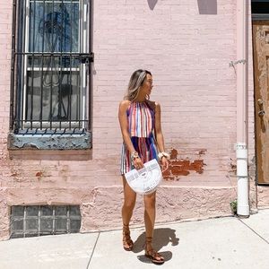 Multicolored striped romper